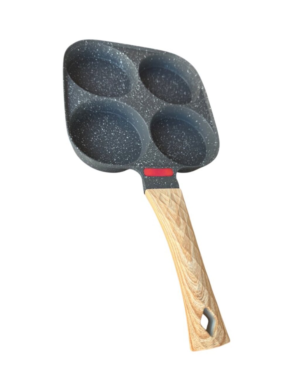 Nonstick 4-Hole Egg Frying Pan with Wooden Handle – Brand New in Box
